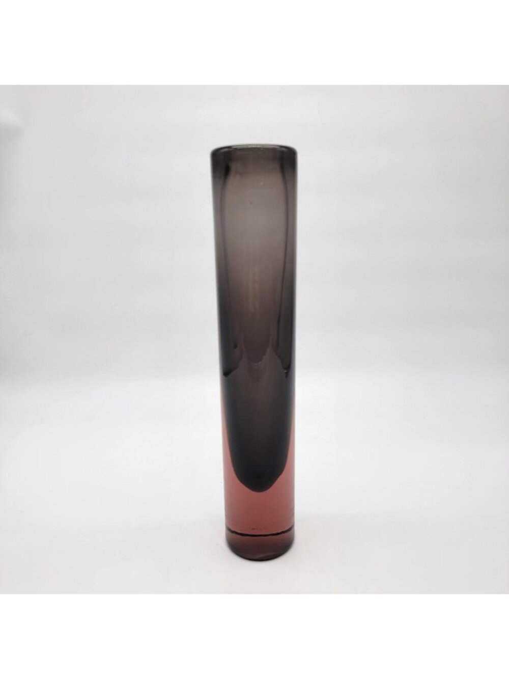 Mid Century Art Glass Vase Ombre Pink & Smokey Gray